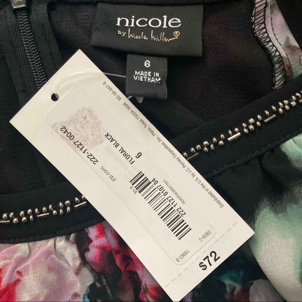 Nicole by Nicole Miller Cold Shoulder Floral Black Dress 6 - Picture 7 of 8